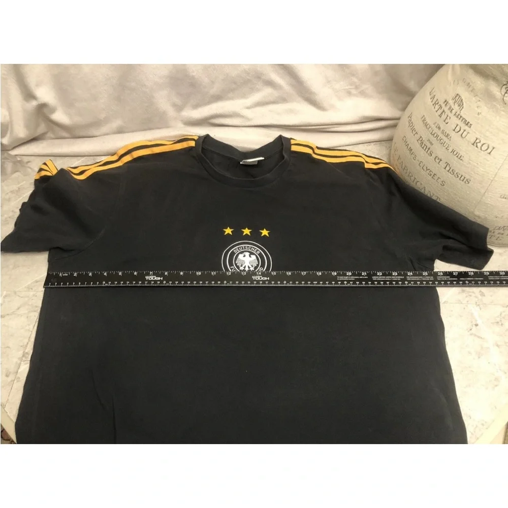 Men’s Adidas Top Deutscher Fuss Ball-Bund jersey 2XL Black Short Sleeve 3 Stripe